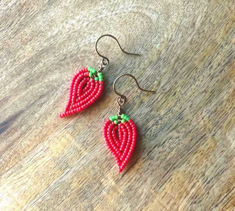 beaded chili earrings