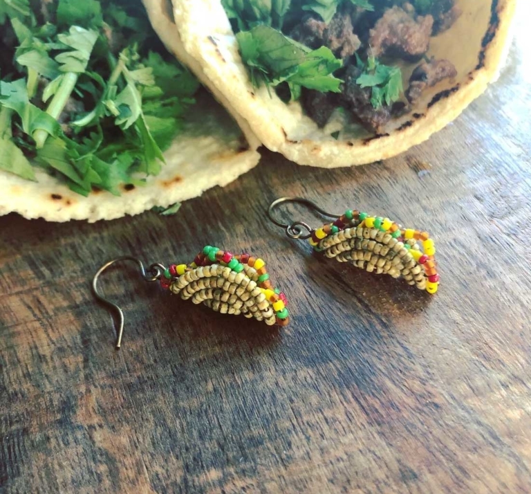 beaded taco earrings