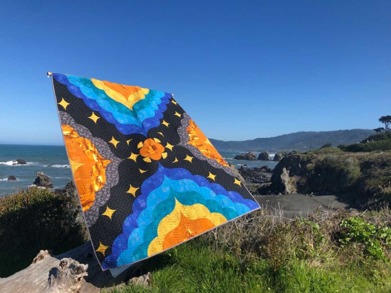 quilt displayed outdoors