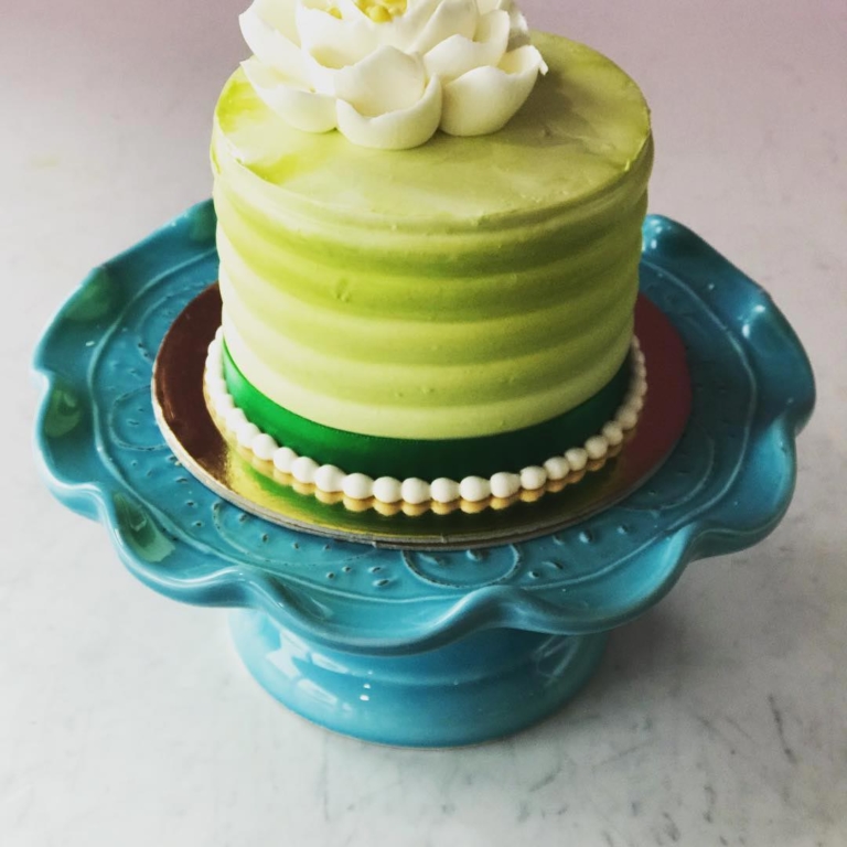 Green frosted cake at Tia Maria