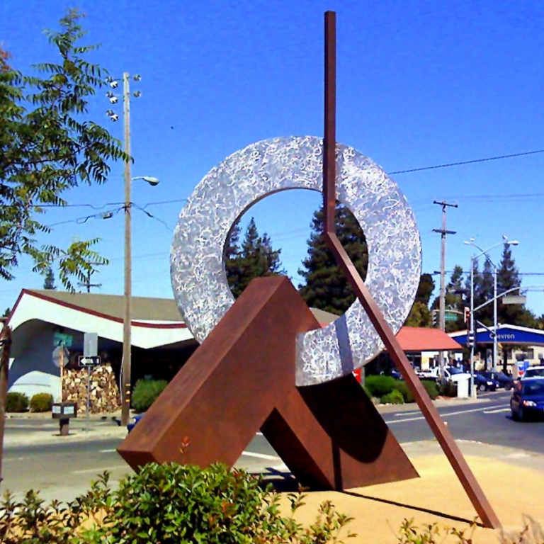 metal abstract shape statue