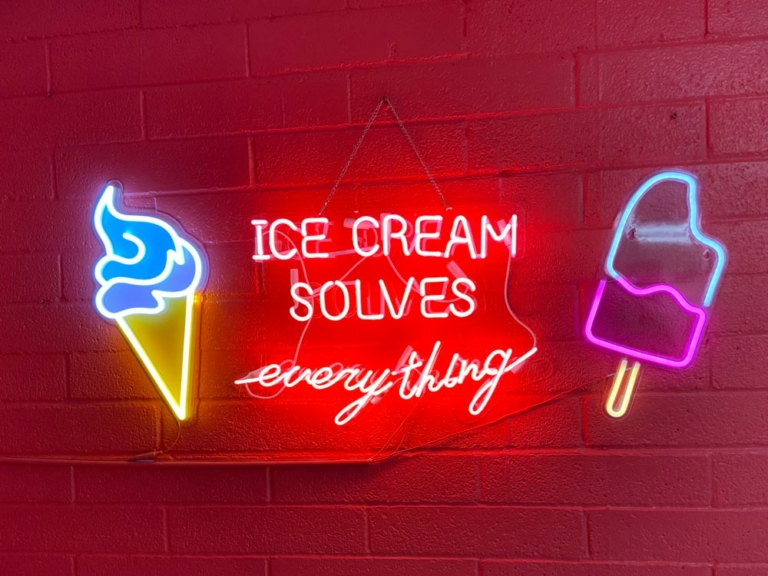 neon sign Ice Cream Solves Everything