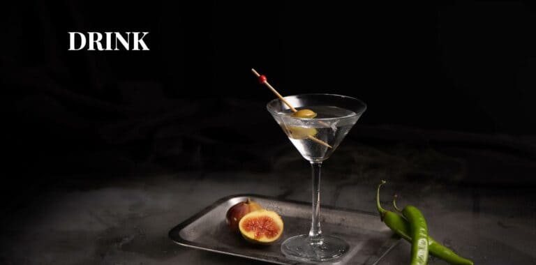 martini with a fig