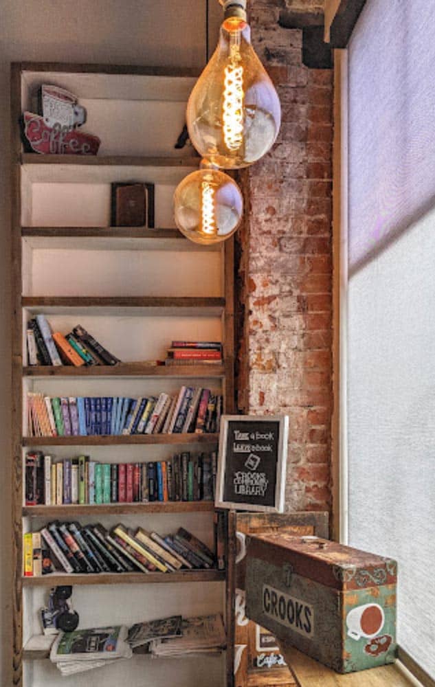 Lending library at Crooks Coffee in Santa Rosa
