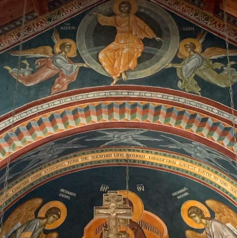 Detail of fresco at St Seraphim church in Santa Rosa