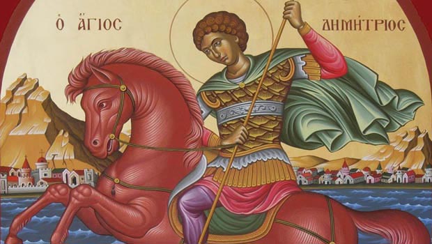 Saint on horseback fresco
